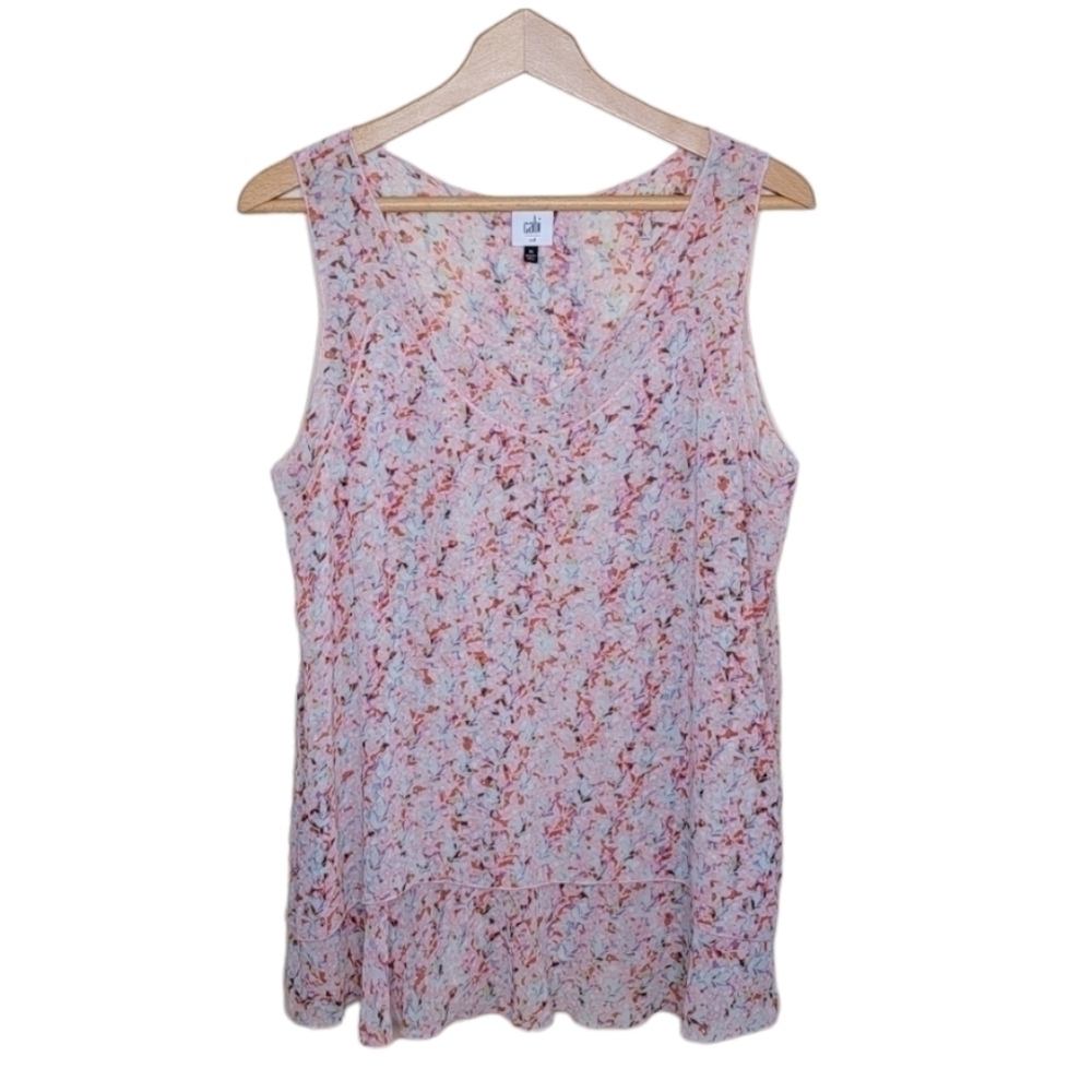 CAbi | #5032 Bella Floral Tiered Sleeveless Tank Blouse Size Medium